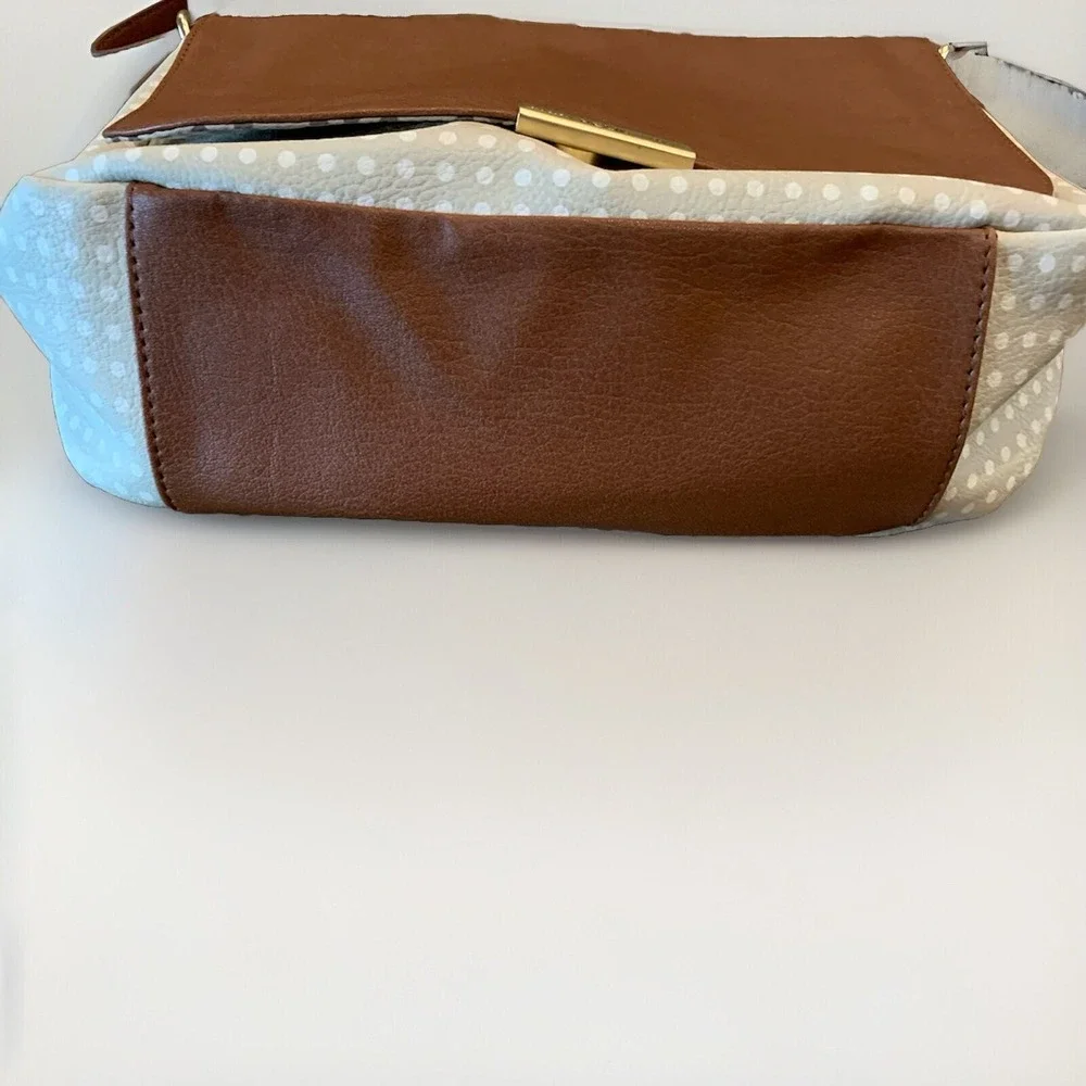 Relic Crossbody Bag Womens Medium Brown Cream‎ Polka Dot Faux Leather Messenger